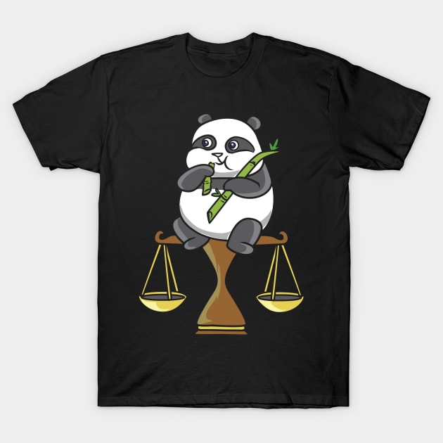 Panda on Libra T-Shirt by theanimaldude